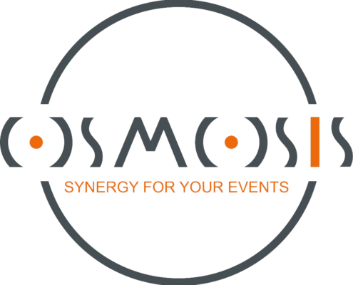Logo grande Osmosis Synergy: brand identity ufficiale dell'agenzia eventi e soluzioni tecnologiche