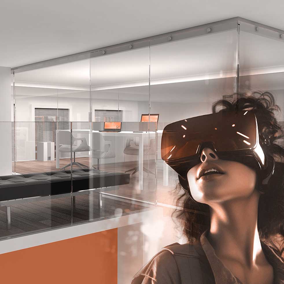 Virtual World Visualizzazione di ambiente di realtà virtuale immersivo per esperienze digitali aziendali