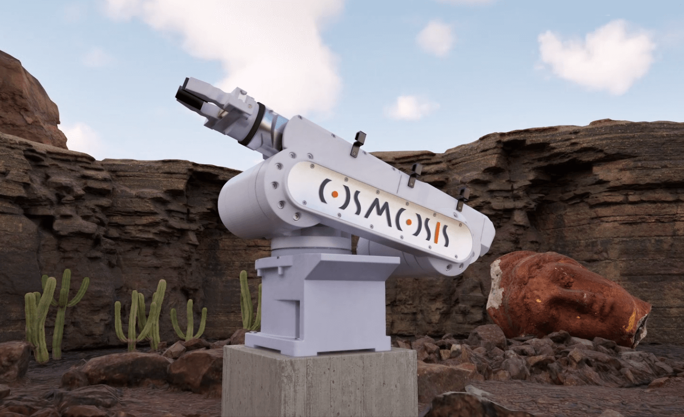 render fotorealistici modelli 3D eventi – braccio robotico industriale in ambiente virtuale Osmosis