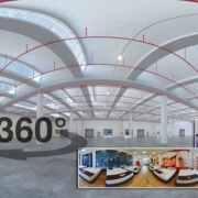 Tour virtuale 360° di uno spazio espositivo – Osmosis Synergy crea virtual tour interattivi per showroom, location eventi e ambienti aziendali